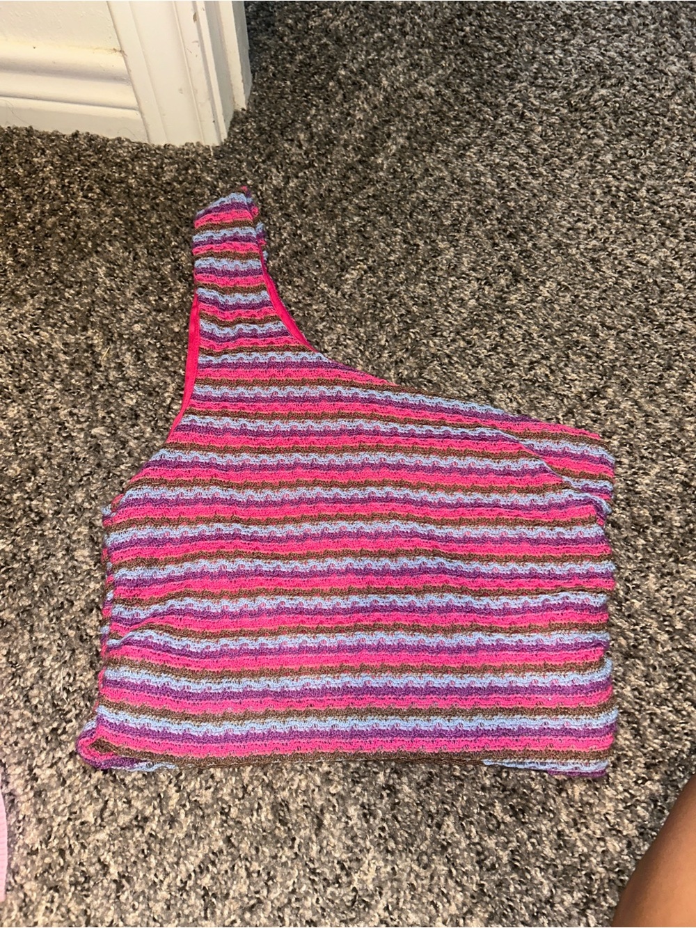 Le Lis Pink Multi-Color One-Shoulder Crop Top